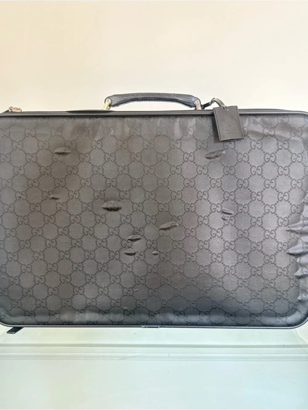 Gucci Black GG Monogram Briefcase Travel Bag